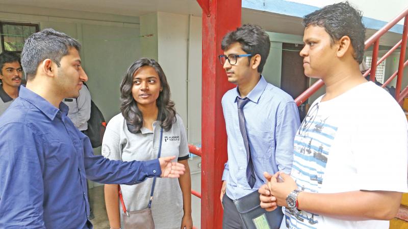Students interact during the placement interview session at IIT Madras on Friday. (Photo: DC)