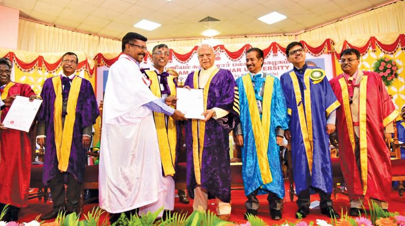 PhD conferred on VCK president by M.S. University