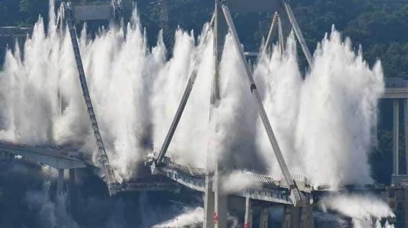 Watch: Italy\s Genoa bridge destroyed in six second controlled explosion