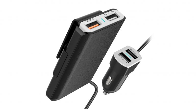 The four USB ports, two at the front seat and two at the back seat with extended hub, can charge up to four gadgets at a time.