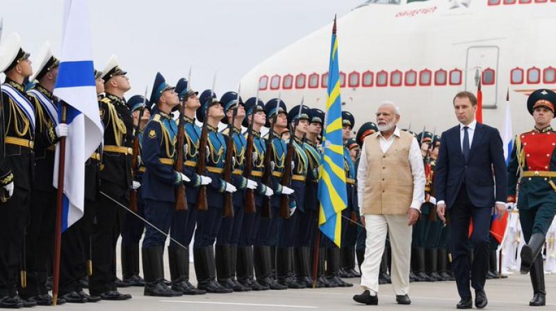 PM Modi arrives in Russia; to meet Putin, attend Eastern Economic Forum