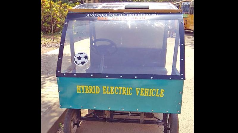 AVC Engineering college students design solar battery car