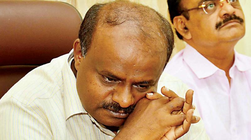Former chief minister and JD(S) state president H.D. Kumaraswamy addresses the media at Vidhana Soudha in Bengaluru on Wednesday