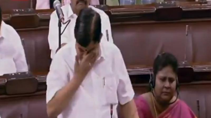 AIADMK MP V Maitreyan breaks down during farewell speech in Rajya Sabha