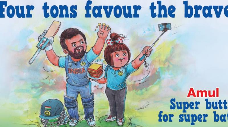 Amul celebrates Rohit Sharma\s feat of hitting four tons in World Cup