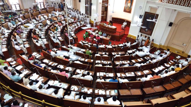Members of 14th assembly meet at the old assembly hall to mark the 60th anniversary of the first sitting of the Kerala assembly.  (Photo: PEETHAMBARAN PAYYERI)