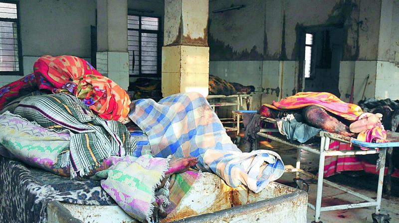 Unclaimed bodies piled up at the Osmania General Hospital mortuary on Saturday. (Photo: DC)