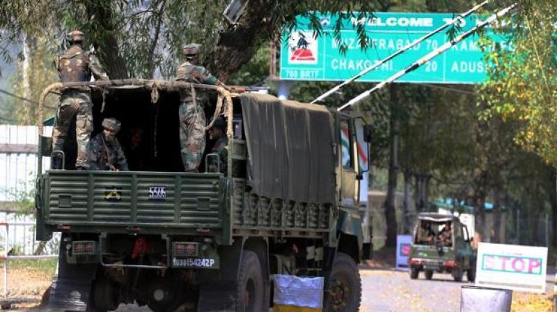 Soldiers guard the Army base in Uri which was attacked by militants. (Photo: PTI/File)