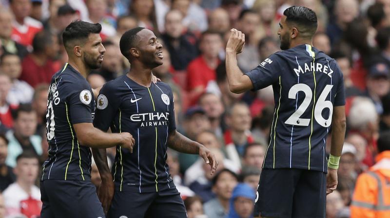 Raheem Sterling opened the scoring with a clinical finish early in the first half and Bernardo Silvas thunderous strike capped a City success that served as a resounding warning to their title rivals. (Photo: AP)