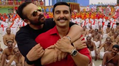 Rohit Shetty and Ranveer Singh on the sets of 'Simmba'.