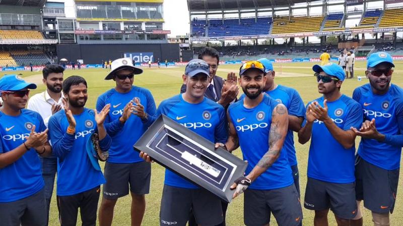 Watch: Virat Kohli,Team India members felicitate MS Dhoni on reaching 300 ODIs