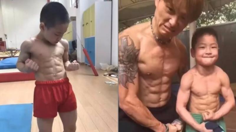 7-year-old Chinese kid with perfect 8 pack abs will give you