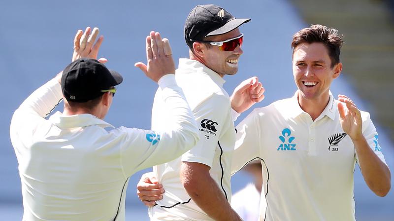 While Trent Boult cleaned out the top order and had figures of five for nine after his first seven overs before finishing with six for 32, his new-ball partner Tim Southee took four wickets for 25. (Photo: AFP)