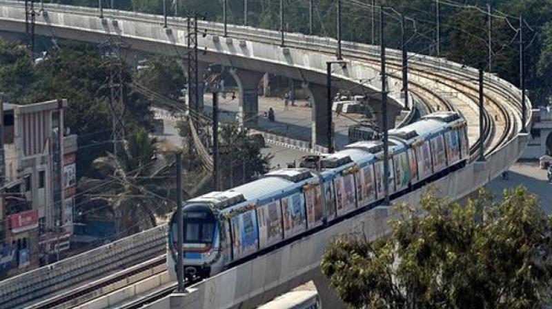 Hyderabad Metro Rail Project, touted as the worlds largest public-private partnership of its kind, commenced its commercial operations on Wednesday between Miyapur and Nagole, a total distance of around 30 kms, covering 24 stations. (Photo: PTI/File)