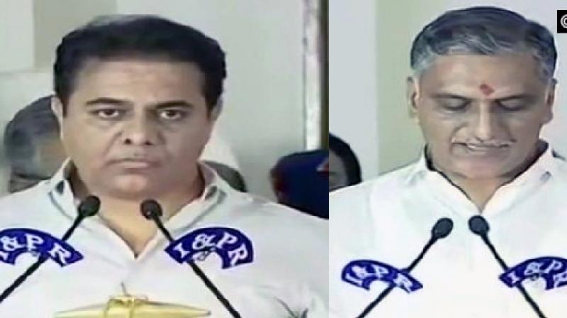 Telangana: K T Rama Rao, T Harish Rao take oath as ministers in state Cabinet