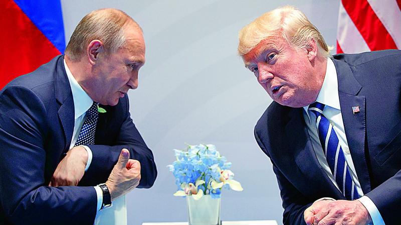 Russian President Vladimir Putin and US President Donald Trump at the G20 Summit in Germany.