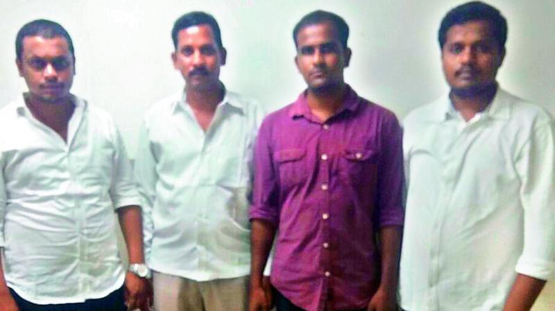 The four who were held on Thursday for assaulting a businessman and his friend (Photo: DC)