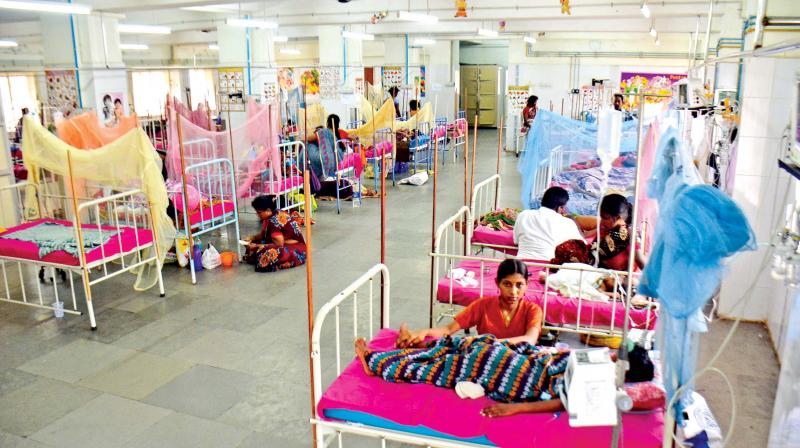 Children being treated for dengue and viral fever at the intensive care unit set up at Institute of Child Care, Egmore on Saturday (Photo: DC)