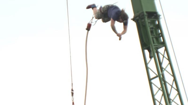 He did this from his 73-metre (239.5 ft) bungee rope (YouTube)