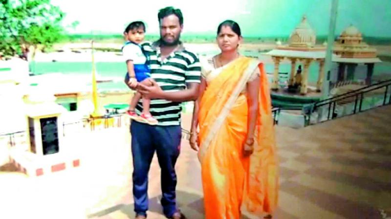 Suresh with Vijaya Lakshmi and child.