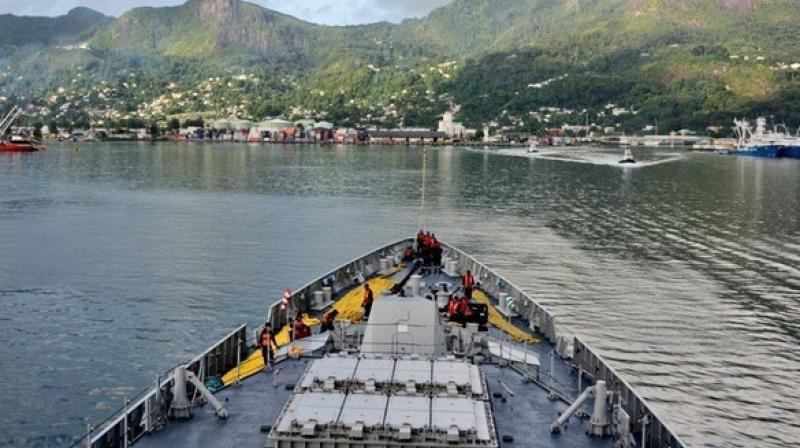 INS Kochi enters Port Victoria in Seychelles for Operational Turnaround