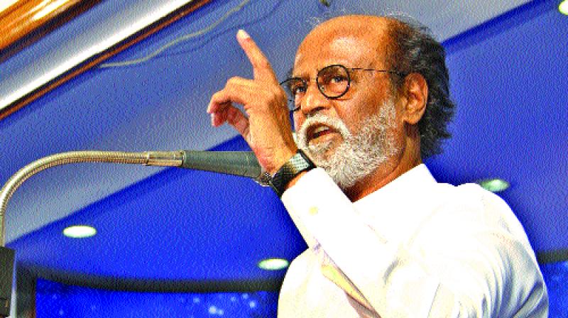 Superstar Rajinikanth announces his political entry on the final day of a six-day-long photo session with fans, in Chennai on Sunday. (Photo: DC)