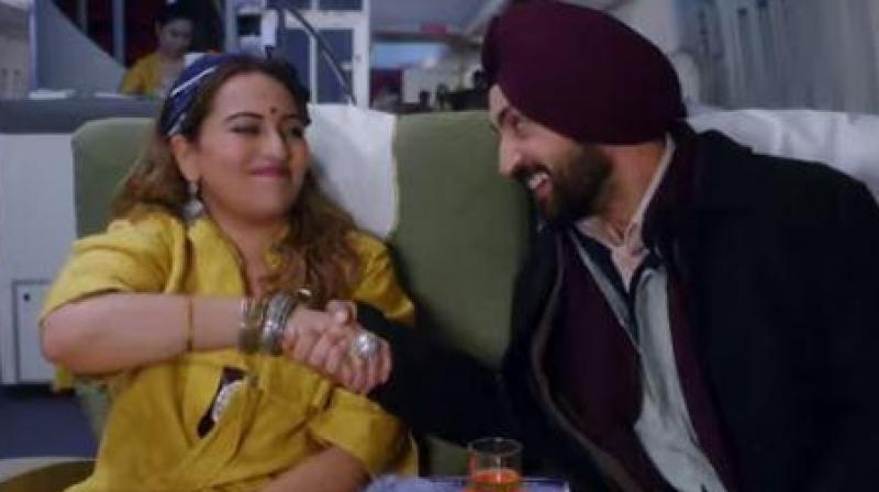 Sonakshi Sinha and Diljit Dosanjh in a still from Welcome to New York.