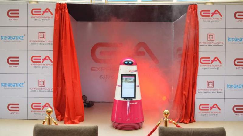 The EA-BOT, a five-feet robot, is equipped with 22-inch screen that will help the guests visiting the mall (Photo: Facebook)