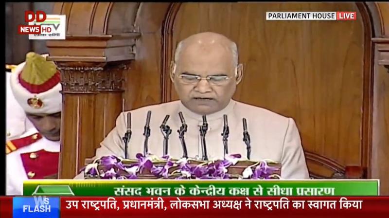 â€˜Clear mandate in 2019 LS polls,\ says Kovind in joint Parliament address