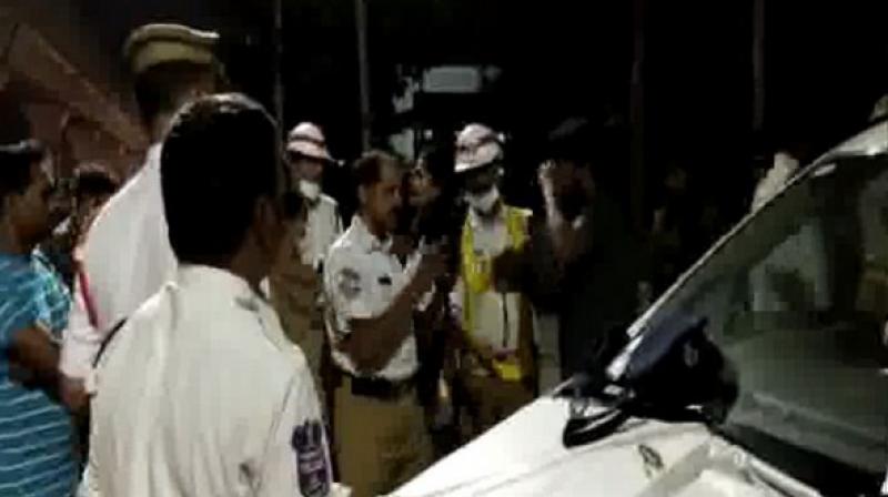 The incident took place late on Saturday night when the police conducted drunk and drive tests across various parts of the city. (Photo: ANI)