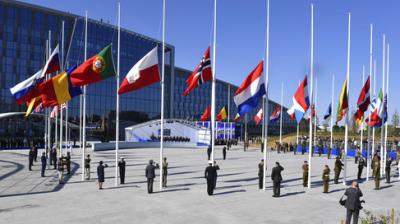 US President Donald Trump and his NATO counterparts on Thursday inaugurated the alliance's new headquarters in Belgium, a sprawling 1.1-billion-euro (USD 1.2-billion) complex expected to be fully up and running early next year. (Photo: AP)