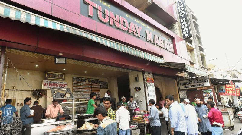 A very few customer at Tunday Kababis outlet in the busy Aminabad area in Lucknow. (Photo: File)