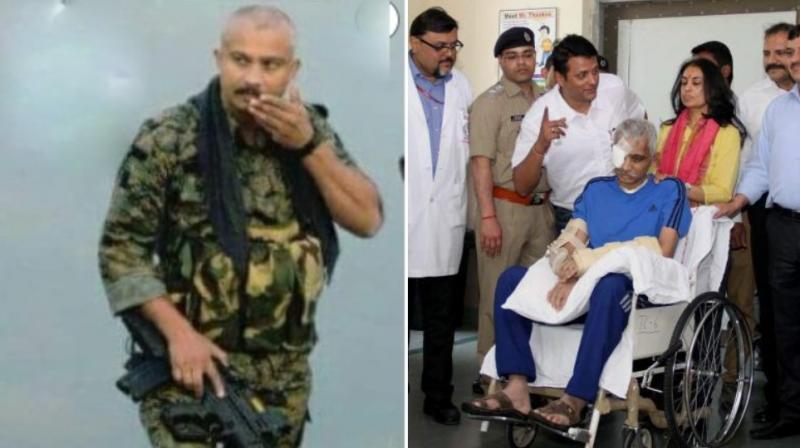 45-year-old Chetan Kumar Cheetah was riddled with bullets across his brain, right eye, abdomen, arms, left hand and in the buttock while fighting terrorists in Bandipora. (Photo: ANI)