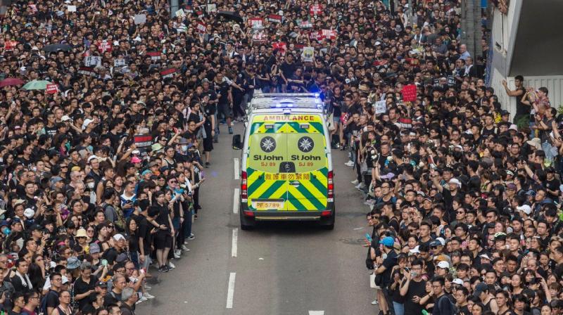 Watch: 2 mn strong Hong Kong protestors let ambulance pass, garners praise online