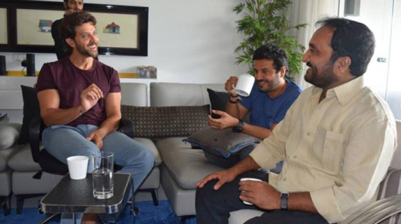 Hrithik Roshan with Anand Kumar and Vikas Bahl.