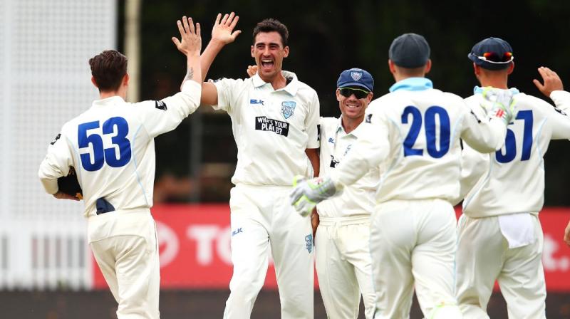Mitchell Starc became the 8th player to pick up two hat-tricks in a first class match. (Photo: Twitter)