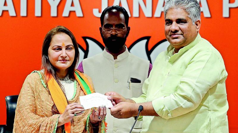 Jaya Prada joins saffron party; BJP swaps Maneka, Varunâ€™s seat