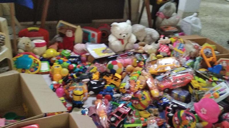 Toys collected for children at the office of the RIGHTS in Thiruvananthapuram. (DC)