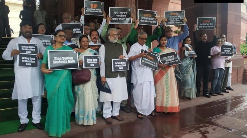 On July 8, the TMC MPs walked out of Rajya Sabha protesting against the Centres decision to disinvest 42 Public Sector Undertakings (PSUs) and opposed the governments move in Lok Sabha. (Photo: ANI Twitter)