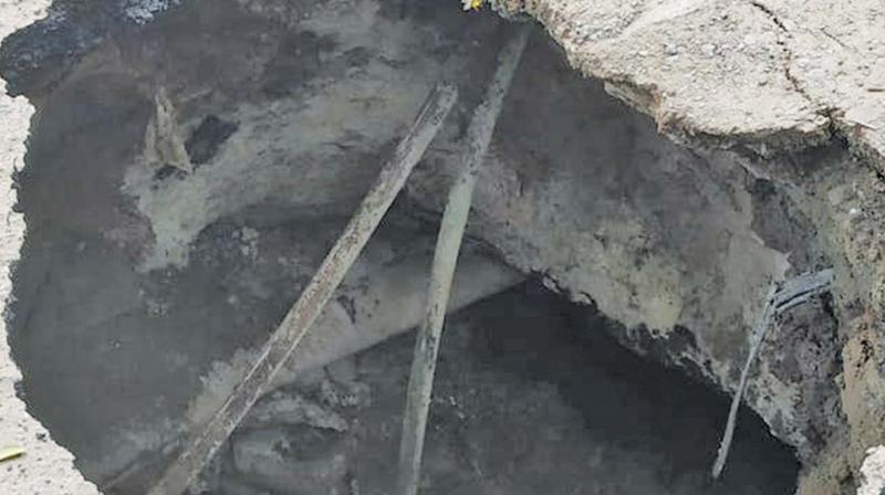 Chennai: 15-feet hole on busy road shocks motorists