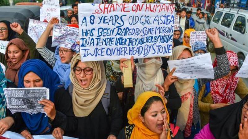 Protests against the Kathua rape case in Srinagar. (Photo: PTI/File)