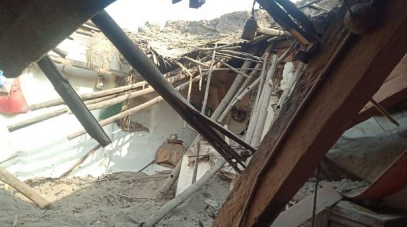 Three people including two children died and two others were injured after a house collapsed at Yarguppi village, in Dharwad district of Karnataka early on Tuesday. (Photo: ANI)