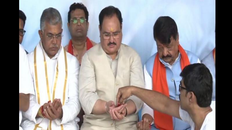 Kolkata: JP Nadda attends event organised to offer \tarpan\ to deceased party workers