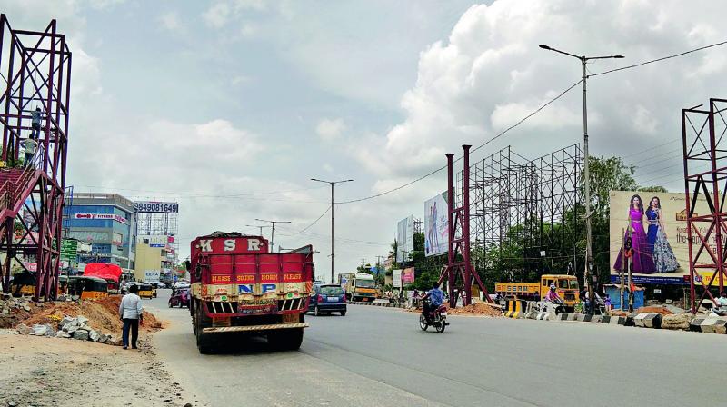 Foot overbridge at Miyapur which remains half completed for almost three months.  (Image: DC)