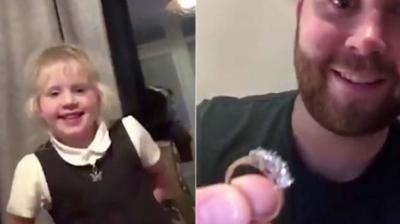A hilarious video shows a British father sharing that his little daughter, Millie, was proposed to in school. (Credit: Facebook)