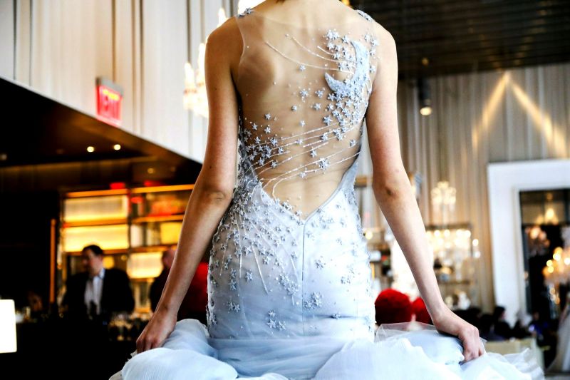 An intricately designed gown from the Ines Di Santo bridal collection modelled at the bridal fashion week in New York. (Photo: AP)