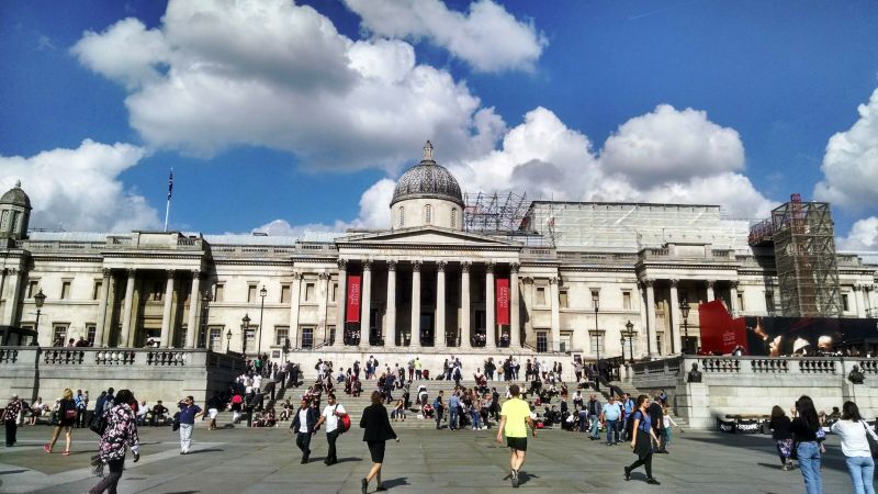 The bustling Trafalgar Square, in the City of Westminster, Central London, built around the area formerly known as Charing Cross. (Photo: Baikunth Nath Sinha)