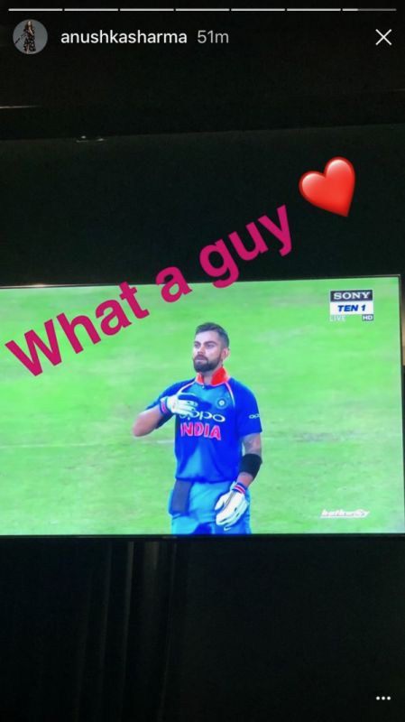 Anushka Sharma's Instagram story for Virat Kohli's win in SA ODI 2018.