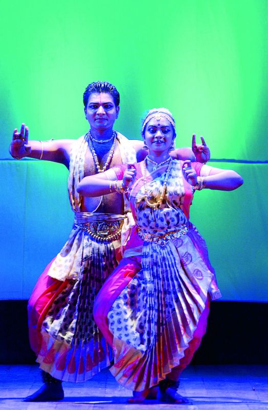 Pramod Kumar with one of his troupe members.