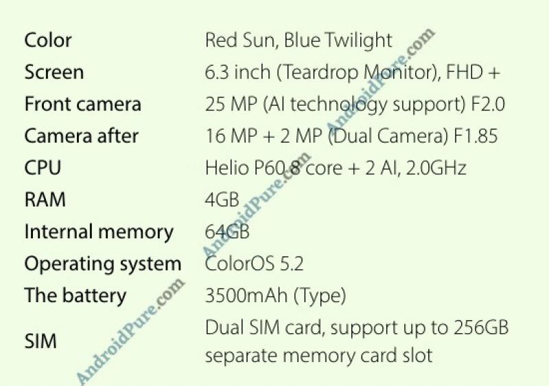 OPPO F9 specifications